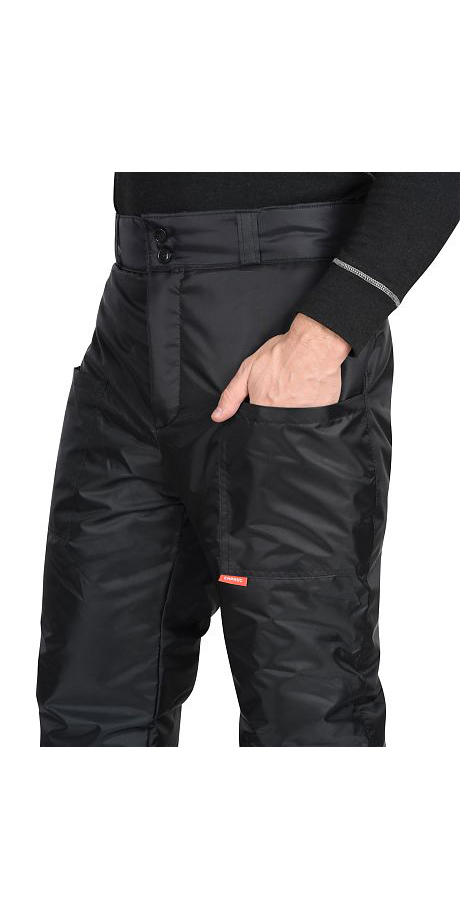 Костюм "Спецмонтаж" зимний с брюками чёрный с васильковым
